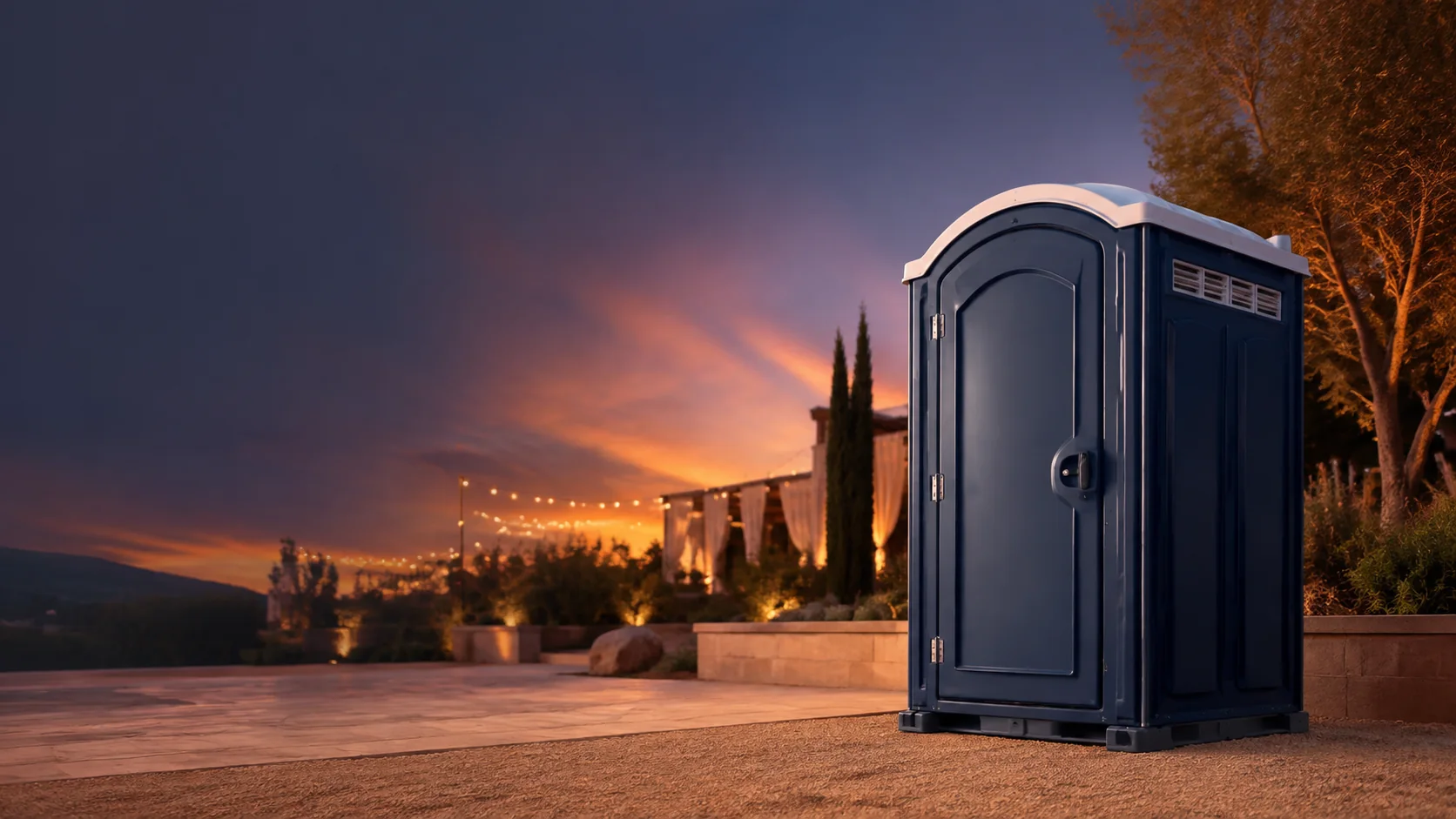 Portable restroom shown for rental planning in Shelbyville, TN